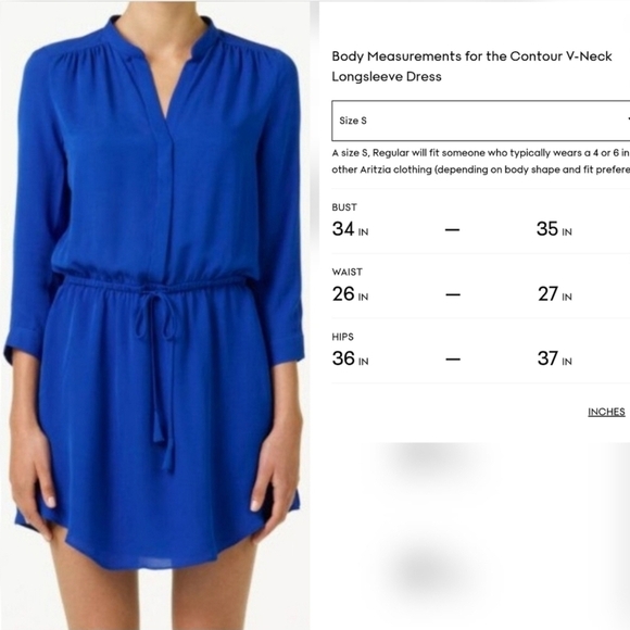 🇨🇦 Aritzia T. Babaton Long Sleeve Silk Bennett Dress - Cobalt Blue - Picture 16 of 16